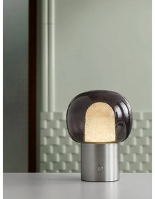 Алуминиева LED настолна лампа в сребрист цвят със стъклен абажур (височина 32 cm) Iris – Blomus