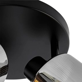 Таванен прожектор черен с опушено стъкло кръгъл 3-светлина регулируем - Laura