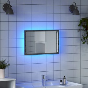 834928 vidaXL LED огледало за баня, сив сонома, 60x8,5x38 см, инженерно дърво