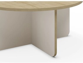 Кремава/естествена кръгла масичка за кафе с дъбов плот ø 80 cm Hillary – Marckeric