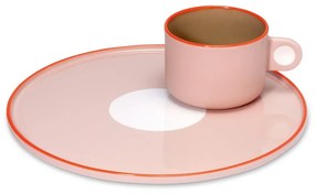 Комплект от чаша и чиния от розов фаянс , 250 ml Greta - Remember