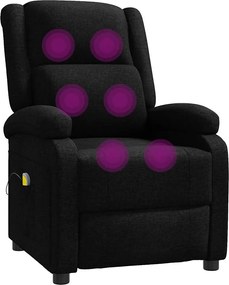 342429 vidaXL Wingback масажен стол, черен, текстил