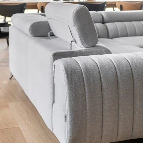 Светлосив сгъваем/с място за съхранение ъглов диван (десен ъгъл/U форма) Louis – ELTAP