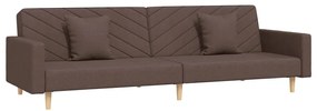 375908 vidaXL 2-местно разтегателно канапе с две възглавници, таупе, текстил
