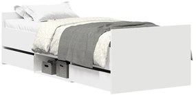 3203810 vidaXL Рамка за легло с горна и долна табла, бяла, 90x190 см