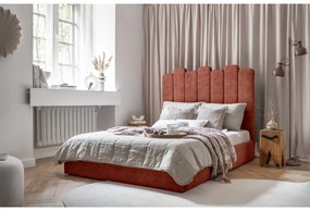 Тапицирано двойно легло с място за съхранение и решетка160x200 cm в тухлен цвят Dreamy Aurora - Miuform