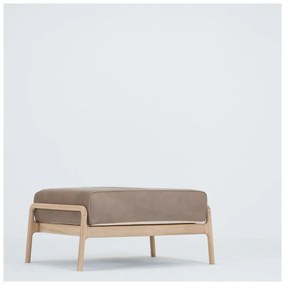 Светлокафява табуретка от биволска кожа с масивна дъбова конструкция Fawn - Gazzda