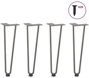 4012423 vidaXL Крака тип „фиба“ за масичка за кафе, 4 бр., естествена стомана, 42 см, масивна стомана