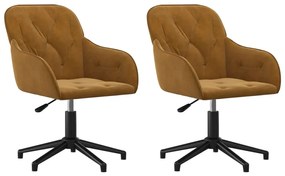 3103385 vidaXL Въртящи се трапезни столове, 2 бр, кафяви, кадифе