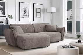 Кафяво-сив шенилов ъглов диван (ляв ъгъл) Nelia – Ropez