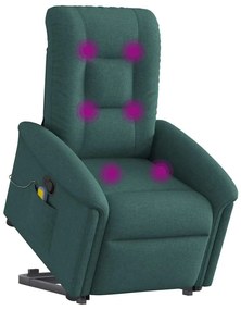 3303270 vidaXL Изправящ масажен наклоняем стол, тъмнозелен, текстил