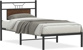 4106831 vidaXL Рамка за легло без матрак кафяв дъб 75x190 см инженерно дърво
