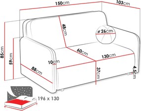 Диван Viva Sun III триместен-Сив