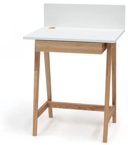Бяло бюро с основа от ясенова дървесина, дължина 65 cm Luka - Ragaba