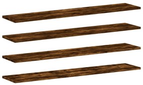 838291 vidaXL Стенни рафтове 4 бр опушен дъб 100x20x1,5 см инженерно дърво