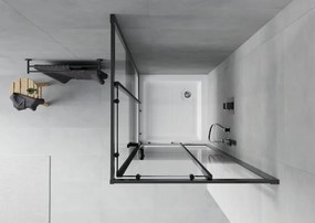 Mexen Rio Квадратна душ кабина 80 x 80 см, черни ивици, черна + поддушово корито, бял - 860-080-080-70-20-4510