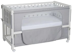 Бяло детско креватче на колела с балдахин 60x120 cm Little stars - Roba