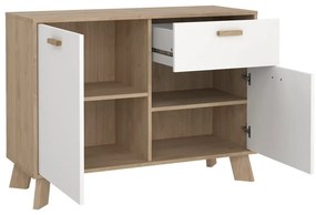 Скрин от дъбов декор в бял и естествен цвят 99x73x39 cm Ikast – Tvilum