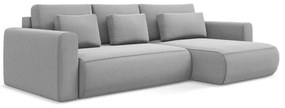 Светлосив кадифен разтегателен ъглов диван с място за съхранение (десен ъгъл) Kapua – Makamii