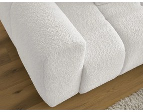 Бял сгъваем/с място за съхранение ъглов диван от прежда с примки от букле (десен ъгъл) Roxelane – Bobochic Paris