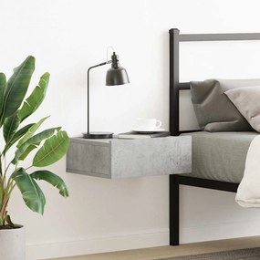 800314 vidaXL Нощно шкафче за стена, бетонно сиво, 40x30x15см инженерно дърво