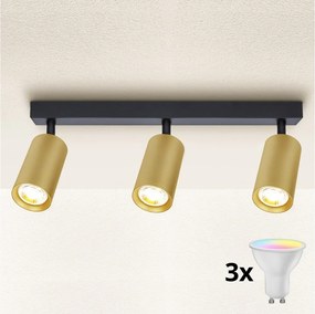 Brilagi - LED димируемо точково осветително тяло SELE GOLDEN 3xGU10/6W/230V черно/златисто
