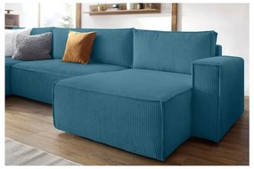 Тюркоаз сгъваем ъглов диван от рипсено кадифе Nihad – Bobochic Paris