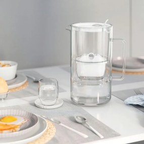 Кана за филтриране на вода Aquaphor Glass 120021, 2.5 л, Стъкло, Брояч, Филтър с магнезий, Бял