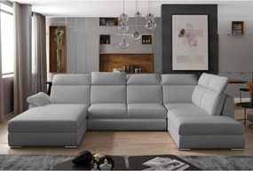 Светлосив разтегателен ъглов диван (десен ъгъл U форма) Evanell – ELTAP