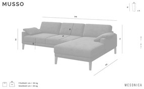 Сив ъглов диван (десен ъгъл) Musso - MESONICA