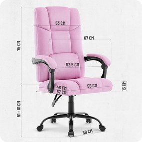 Ергономичен офис стол CABRO C505 до 150 кг розов