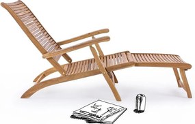 Градински шезлонг от масивно дърво в естествен цвят Noemi – Bizzotto