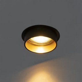 Комплект от 6 модерни вградени спота черни със златист интериор - Insta