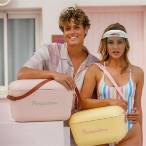 Хладилна чанта Polarbox Classic, 20 литра, AIRPOP полистирол, 5-15C до 24 часа, Класическа кожена каишка, Тъмносин/Розов