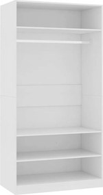 800225 vidaXL Гардероб, бял, 100x50x200 см, инженерно дърво