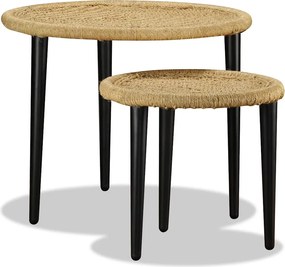 244218 vidaXL Комплект маси за кафе от 2 части, естествена юта