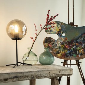 Арт Деко настолна лампа черна с опушено стъкло 45,5 см - Pallon