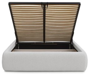 Светлосиво двойно легло 180x200 cm тапицирано с място за съхранение/без табла с включена подматрачна рамка Inera – Bobochic Paris