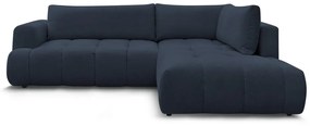 Тъмносин сгъваем/с място за съхранение ъглов диван (десен ъгъл/L форма) Fuji – Bobochic Paris