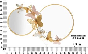 Стенно огледало с декор Farfalle в розово злато, 81 x 52,5 cm - Mauro Ferretti