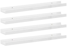 326654 vidaXL Стенни рафтове, 4 бр, бял гланц, 60x9x3 см
