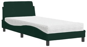 3208334 vidaXL Легло с матрак Dover, тъмнозелено, 90x200 см, кадифе