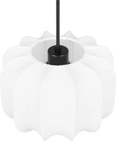 Бяло метално висящо осветително тяло с текстилен абажур ø 25 cm Madleine – Reality