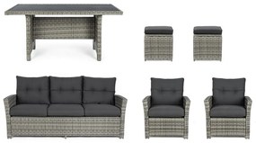 Сив градински комплект от за отдих от изкуствен ратан за 6 Ariel – Bizzotto