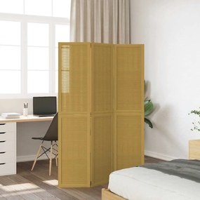 358814 vidaXL Разделител за стая, 3 панела, кафяв, дърво пауловния масив