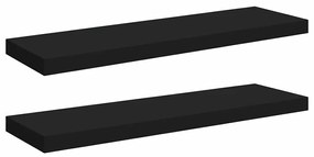 323836 vidaXL Окачени стенни рафтове, 2 бр, черни, 80x23,5x3,8 см, МДФ