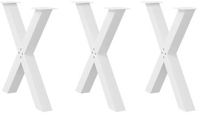 4012989 vidaXL Крака за трапезна маса, X-образни, 3 бр., бели, 70x(72-73) см, стомана