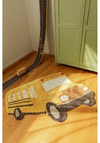 Памучен детски килим подходящ за пране/ръчно изработен в цвят жълта охра 90x130 cm School Bus – Lorena Canals