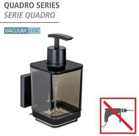 Черен самозалепващ пластмасов диспенсер за сапун 340 ml Quadro – Wenko