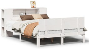 3322625 vidaXL Легло с етажерка за книги, без матрак, 120x190 см, бор масив